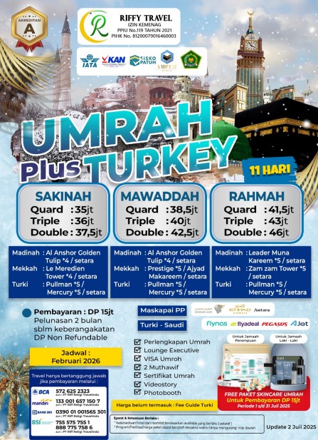 UMRAH PLUS TURKEY RAHMAH 11 HARI